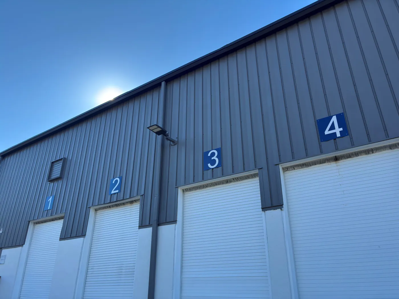 Numbered loading docks at the BIAero warehouse in Warren, New Jersey